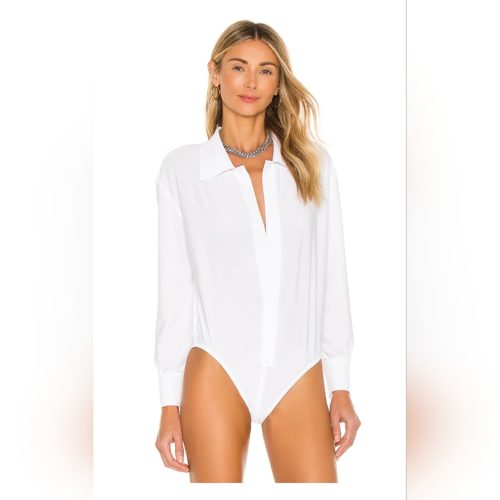 Norma Kamali shirt bodysuit x Revolve